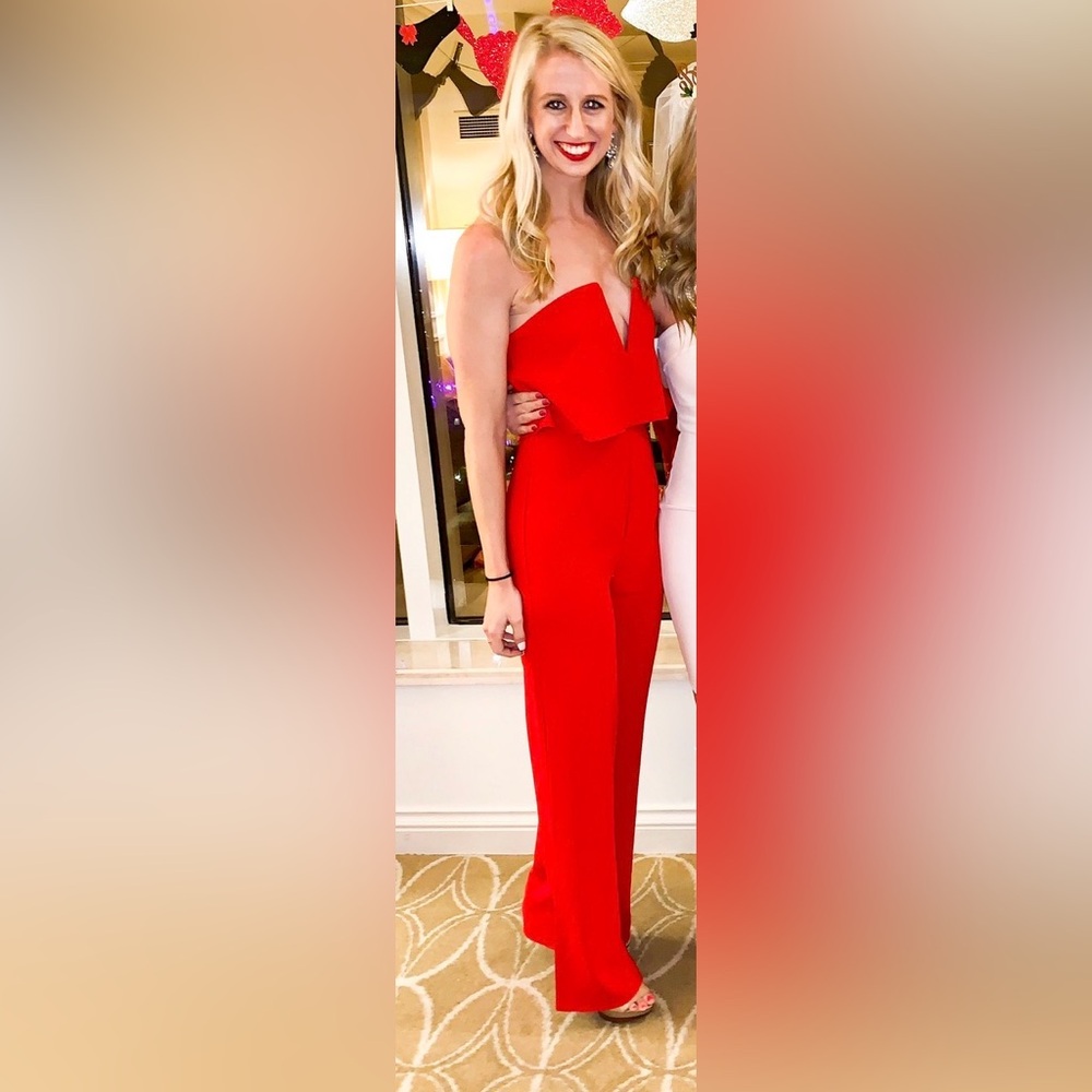 by the way. Red Off-Shoulder Jumpsuit